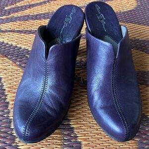 Born Women's Plum Leather Slip-On Mules